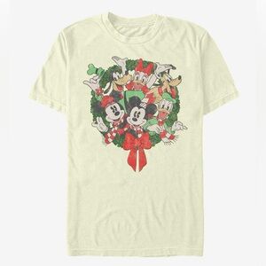 NWOT Disney Mickey Mouse & Friends Hoiday Wreath T-Shirt Size 3XL Cream Tee